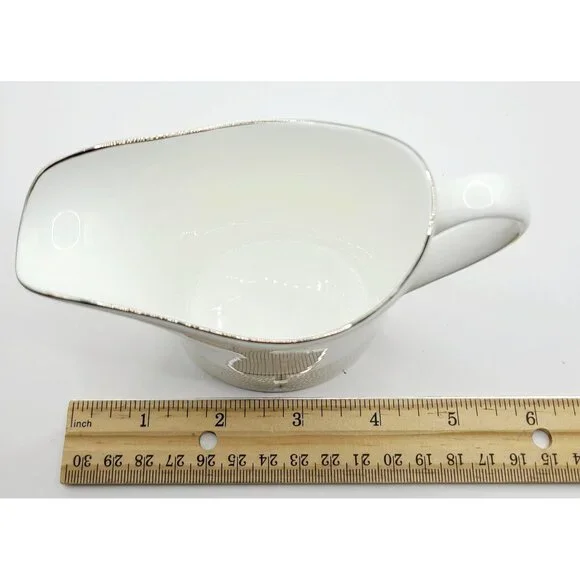 Wedgwood Shagreen Fine Bone China Creamer White Textured Design Platinum Used - Picture 6 of 8